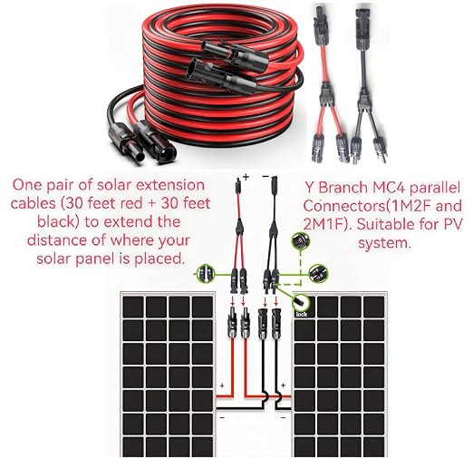 Cable Extensión Solar 30FT 10AWG con Conectores MC4 miniatura 4
