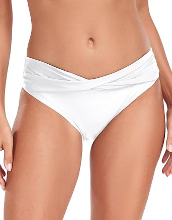 Women Twist Front Bikini Bottom Cheeky Swimsuit Ruched Bathing Suit Bottoms