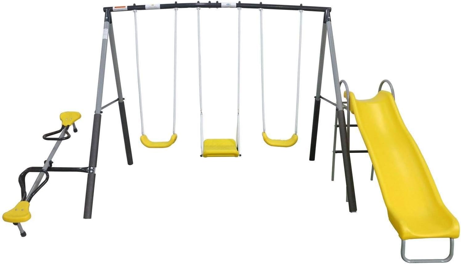 XDP RECREATION Swingin' Again Metal Kids Playground Swing Set w/Slide & See Saw