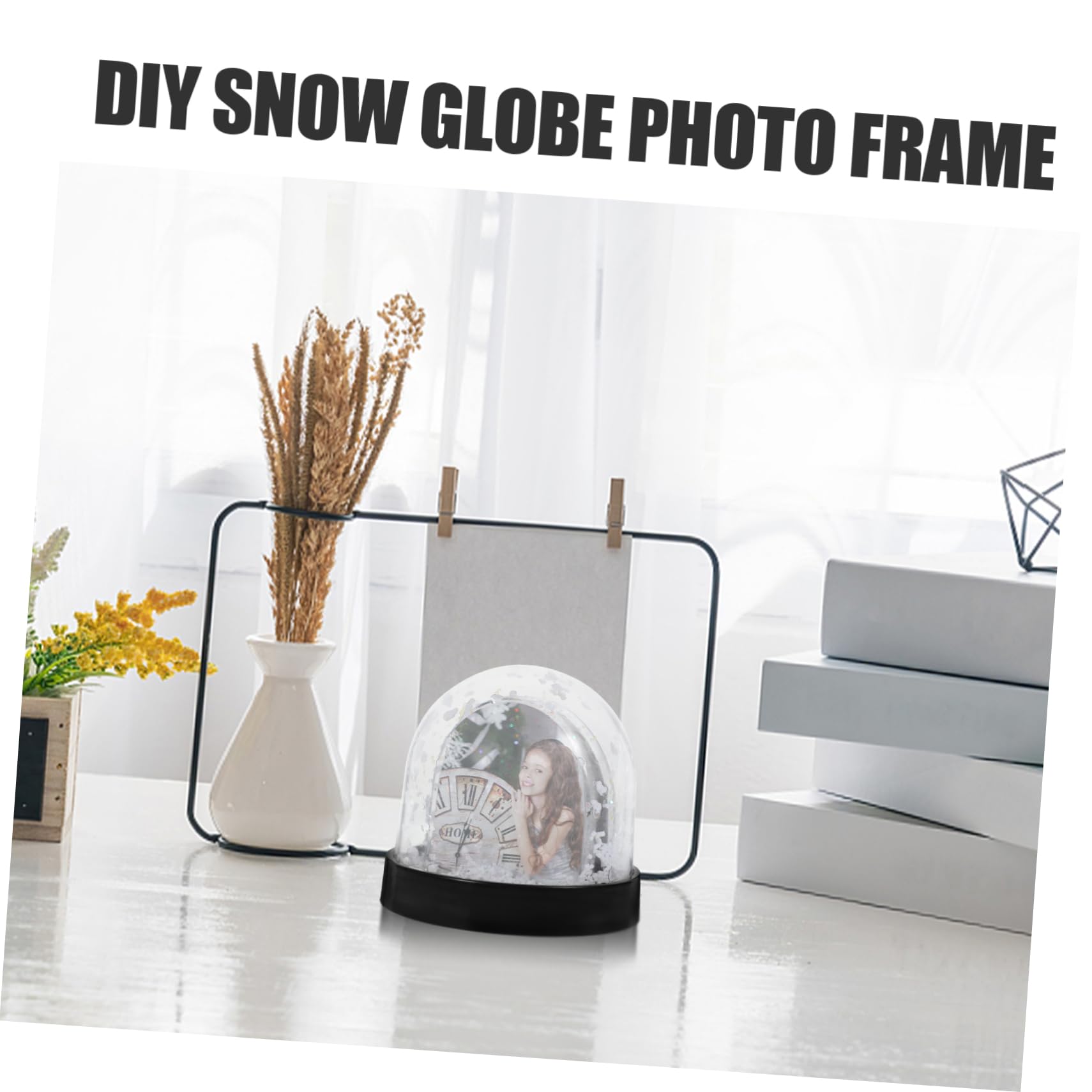 PRETYZOOM 5 Piezas Marco De Fotos De Globo De Nieve Globo De Nieve para Bricolaje Imagen De Globo De Nieve Bola De Nieve con Pantalla De Imagen Bola De Nieve con Foto Insertada Aluminio