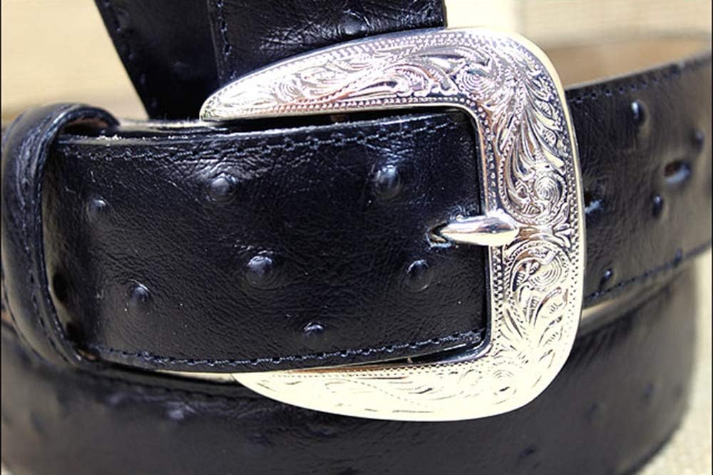 Men's Tony Lama Black Ostrich Dress Belt - Image 5