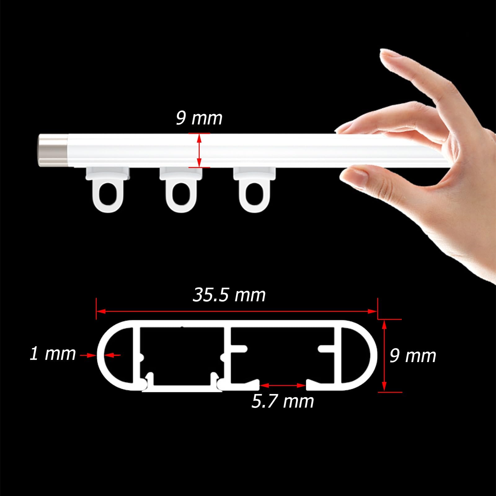 Rideau de plafond en aluminium 270 cm adhésif coulissant séparateur de pièce pour salon, salle de bain, chambre à coucher, système de rail de plafond suspendu