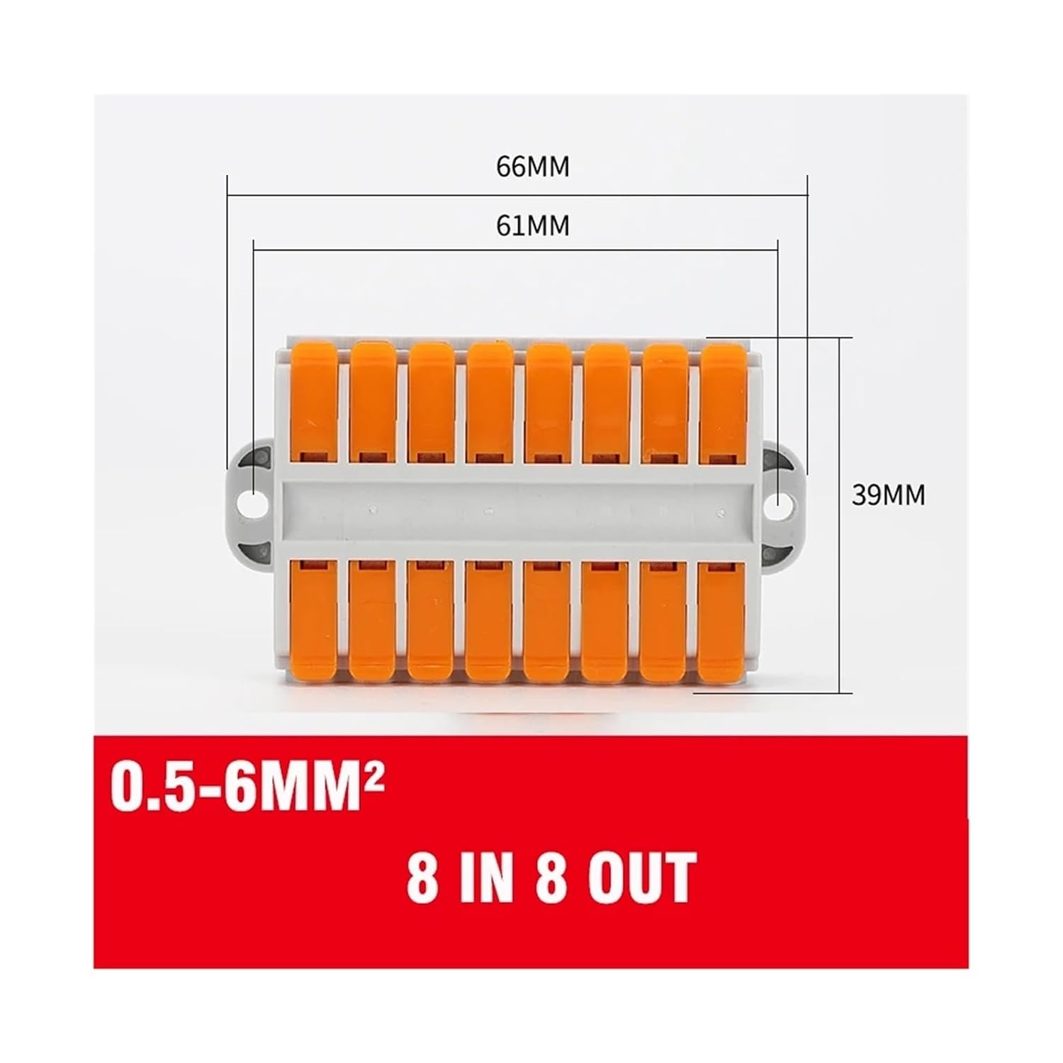 Wire Connector 2/3/4/5/6 Pin Universal Docking Fast Wiring Conductors Push-in Terminal Block Cable Splitter High Power Connector(8 in 8 Out,10PCS)