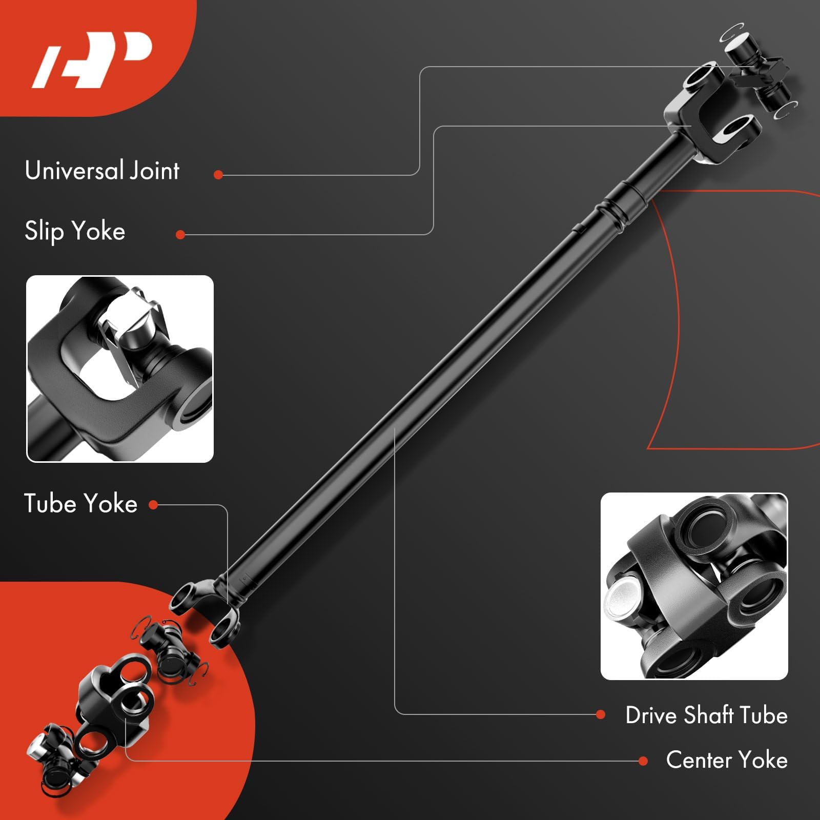 A-Premium Front Driveshaft Prop Shaft Assembly Compatible with Toyota 4Runner 2003-2009 Lexus GX460 2010-2021 GX470 2003-2009 V8 4.6L 4.7L