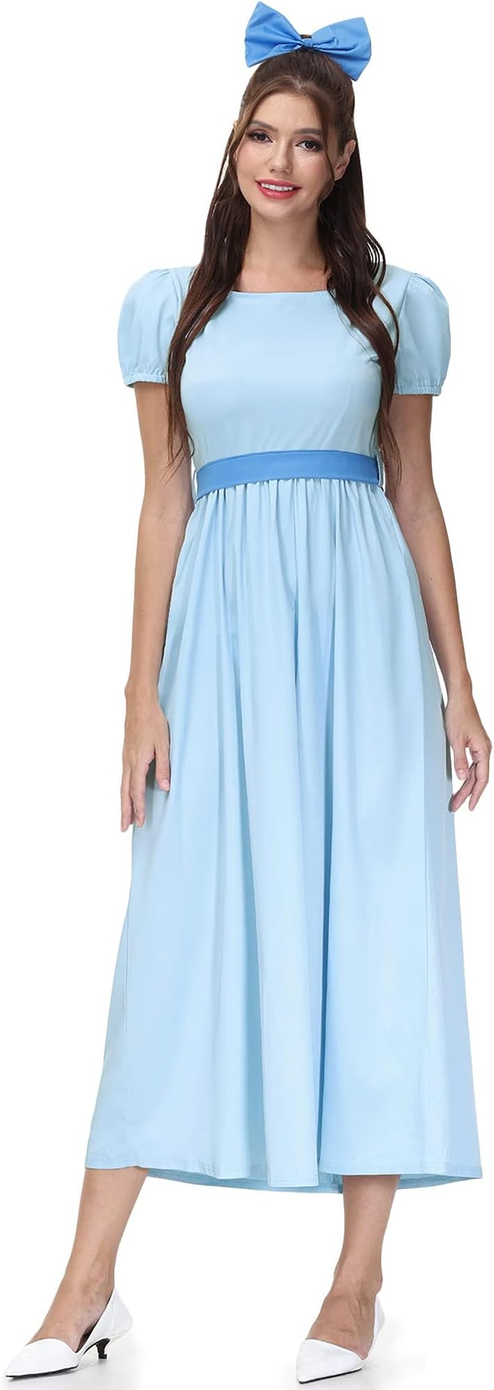 For G and PLHalloween Cosplay Princess Blue Maxi Costume Dress with Bow Belt