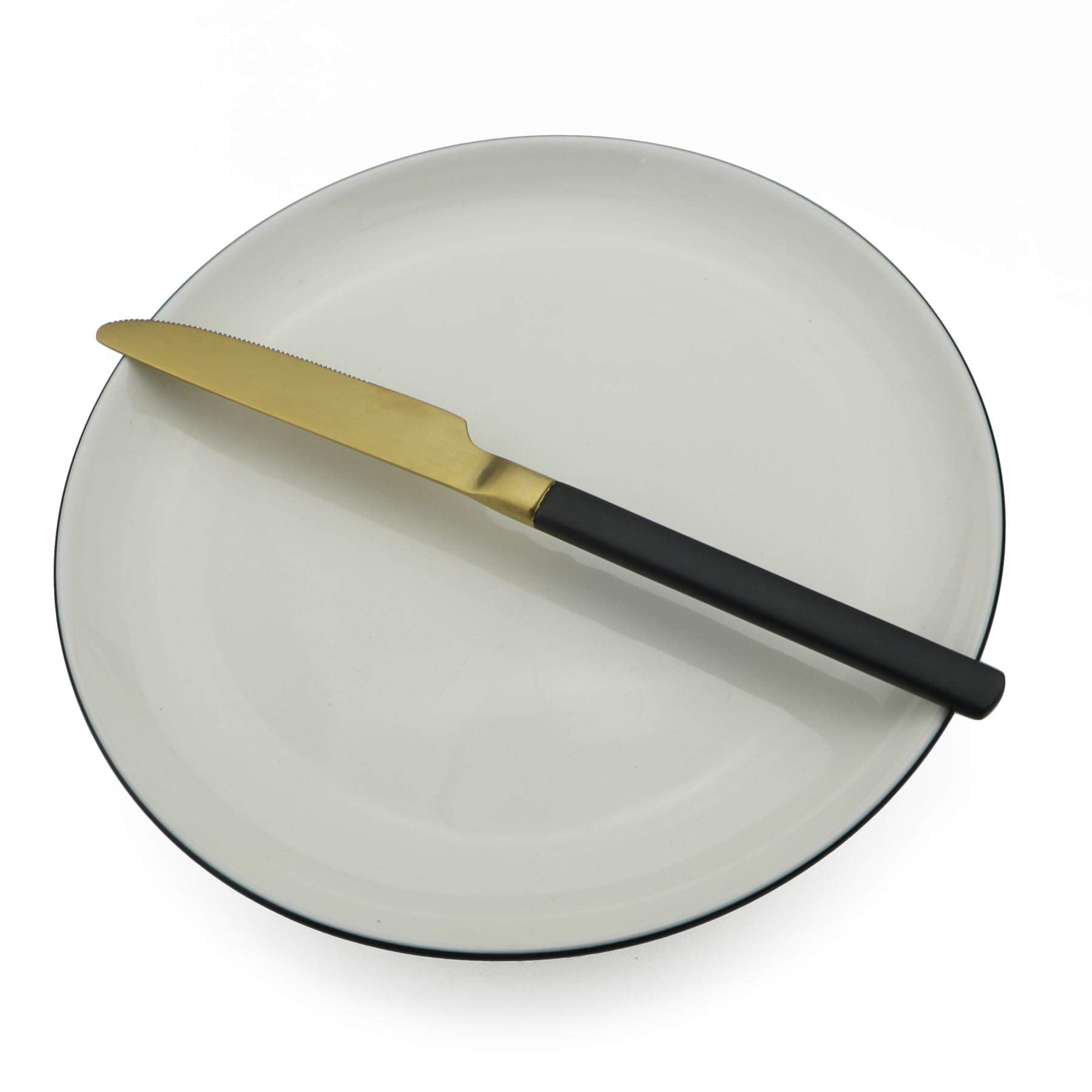 BRIIEC 6 Pieces Matte Black Gold Dessert Knife Set 18/10 Stainless Steel Flatware Set