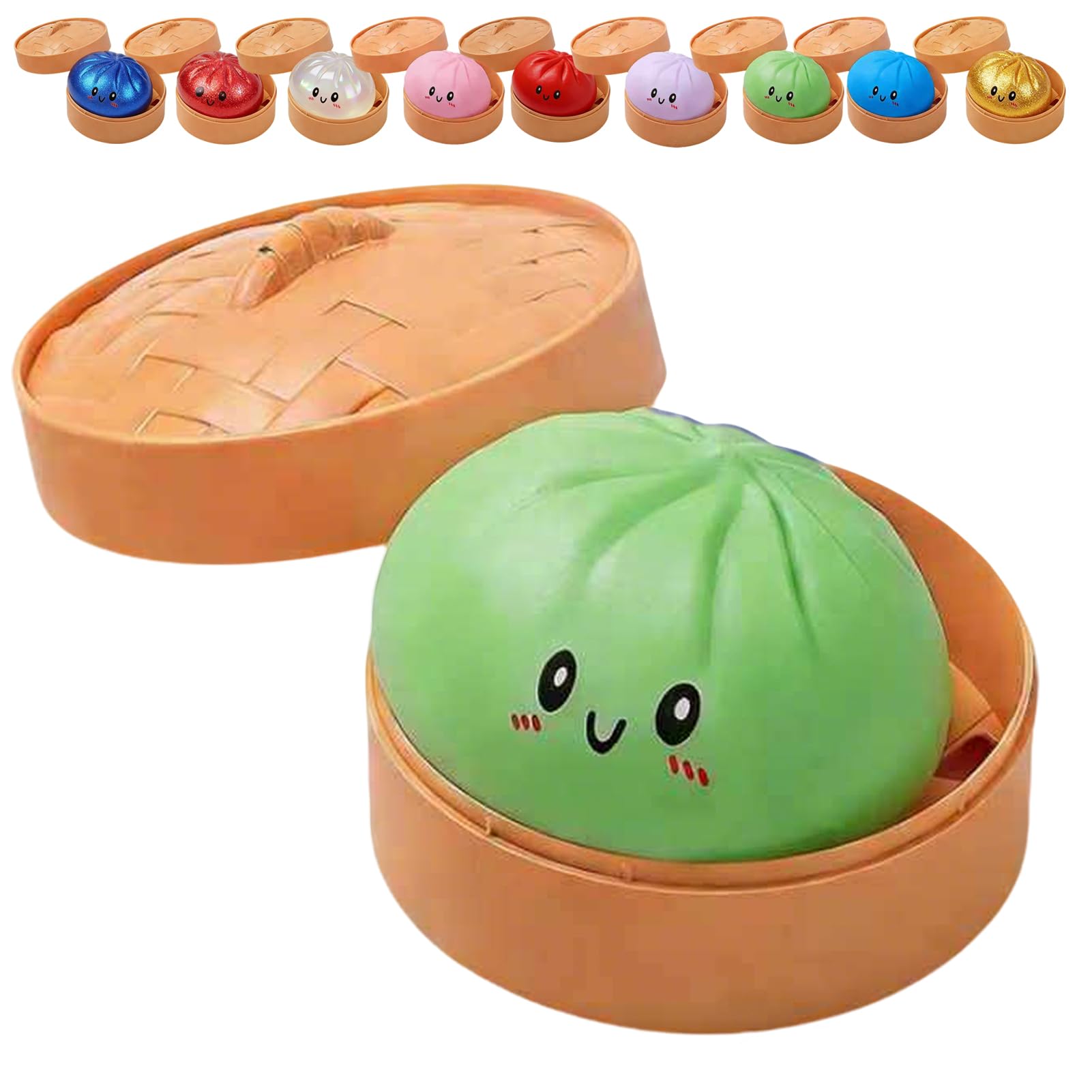 Glitter Dumpling, Glitter Dumpling Squishy with Box, Dumplings Sensory Squeeze Toy for Stress Relief (White) — view 19