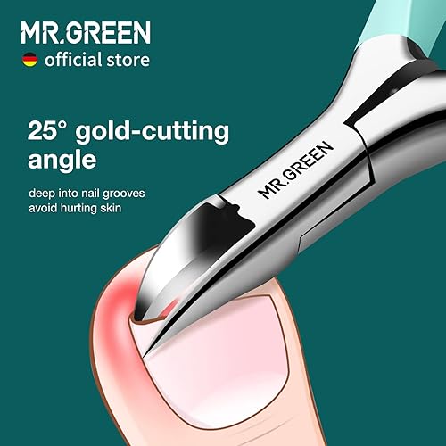 Miniatura 2 de MR.GREEN Cortaúñas de Acero Inoxidable para Uñas Encarnadas, Cortador de Uñas Gruesas y Duras, Herramientas para Manicura y Pedicura (Verde)