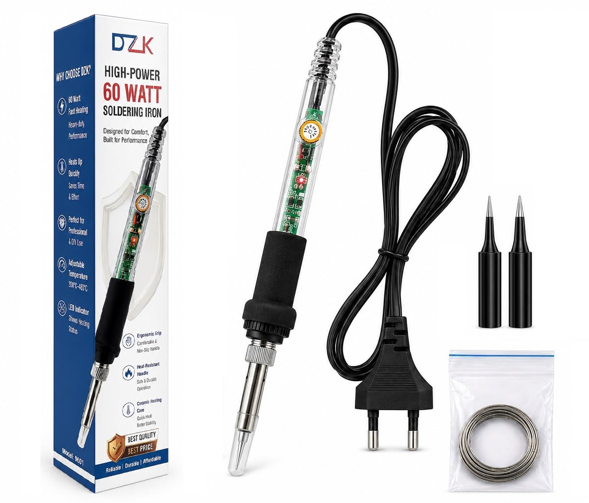 DZK Solder Soldering Iron 60W 220V Temperature Adjustable Electric Wel