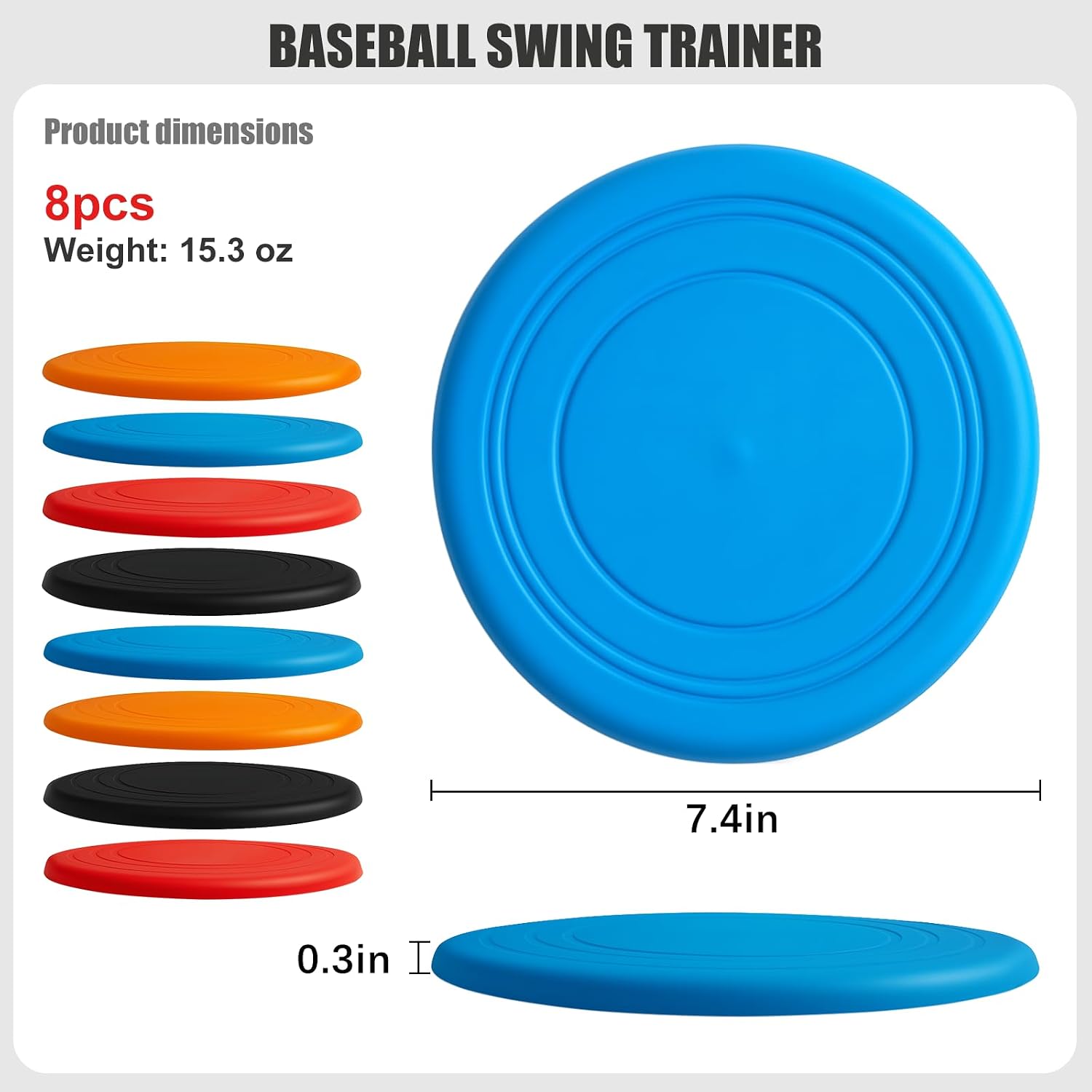 8Pcs Swing Disk Baseball Swing Trainer, 7 Inch Colorful Softball Training Equipment for Batting Mechanics & Swing Analysis, Lightweight Durable Hitting Aid for Baseball & Softball Players