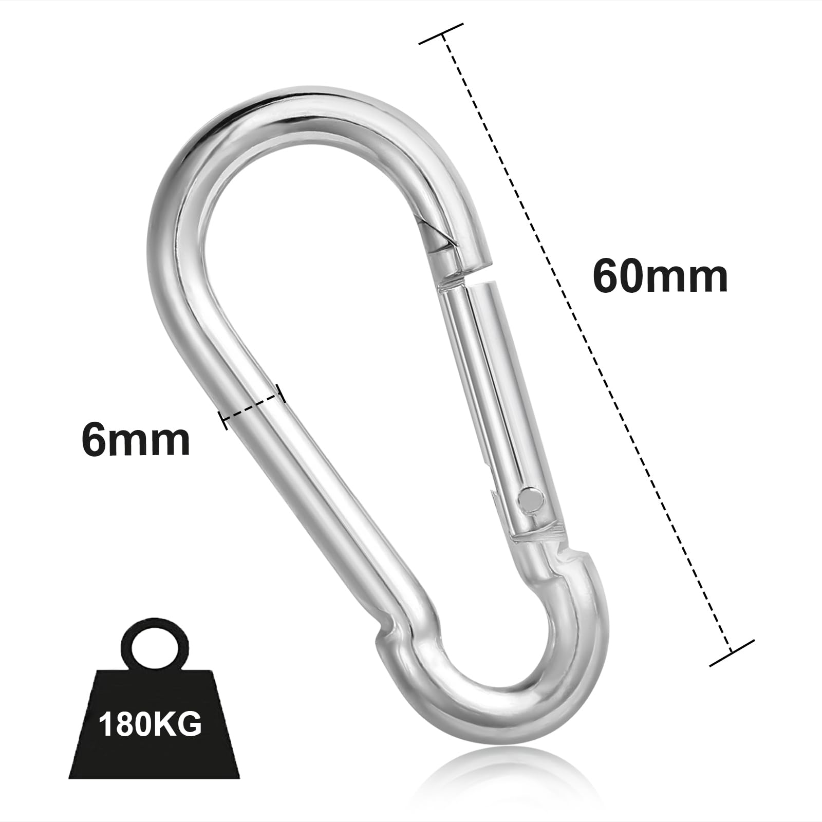 1 stuk karabijnhaak groot 12 mm sterke karabijnhaak roestvrij staal haak sleutelhanger met oog 12 x 140 mm hangmat schommel