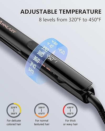 Miniatura 3 de Plancha de pelo de 1 pulgada y rizador 2 en 1 de cerámica de titanio iónico de doble voltaje con silicona resistente al calor, para menos