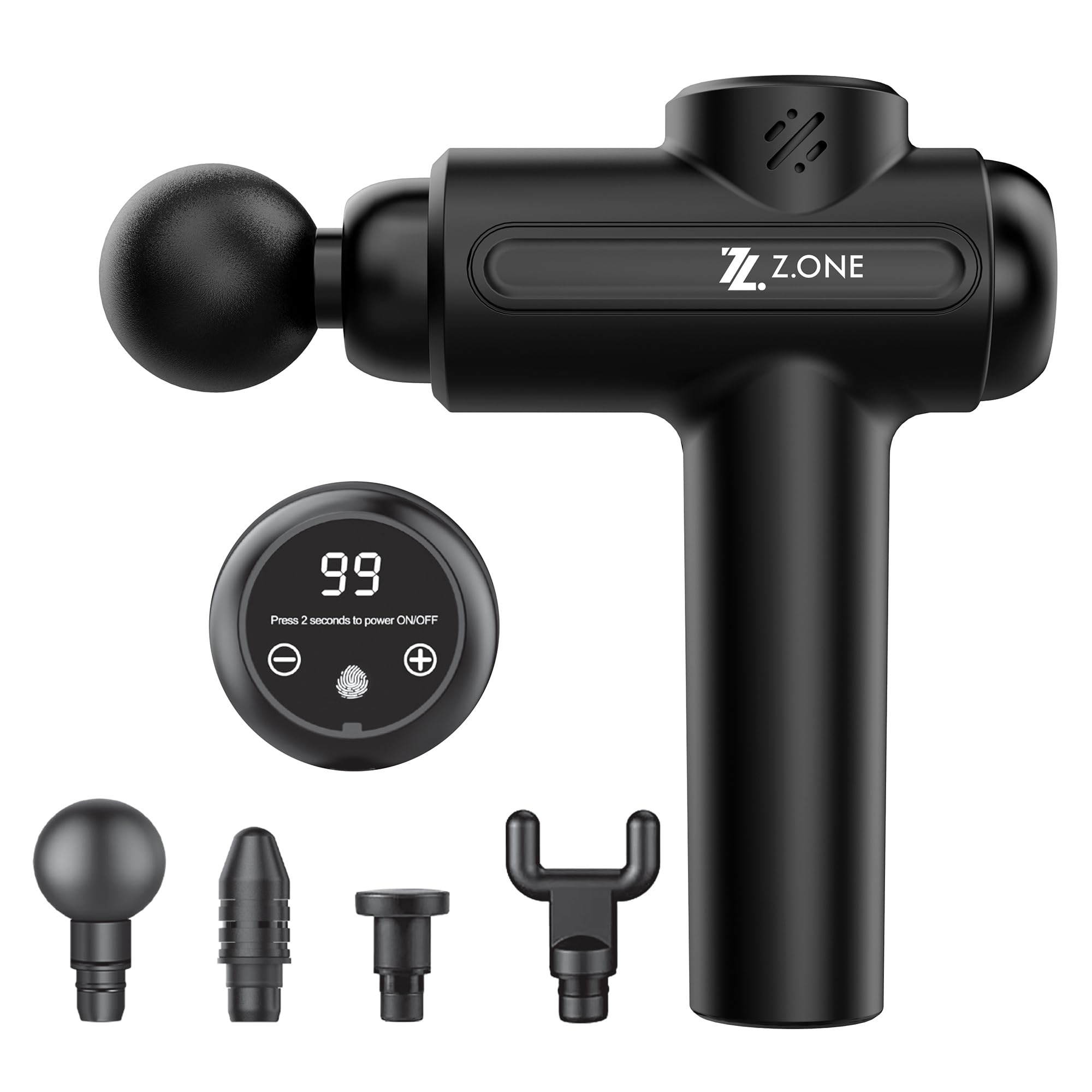 Z.ONE Deep Tissue Massage Gun, for Muscle Pain Relief, 30 Speeds, 4 Interchangeable Heads, Quiet Motor, USB-C Rechargeable, Portable Massager, for Back Legs Neck Shoulder and Whole Body Recovery