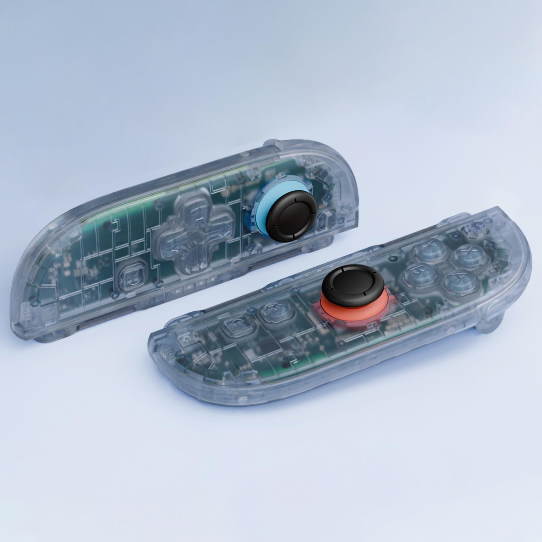 eXtremeRate Carcasa Transparente (Versión D-Pad) para Joycon 2, Kit Completo de Accesorios con Botones, Tiras Decorativas y Placa de Soporte para Nintendo Switch 2 - Versión Deluxe (Hielo Azul)