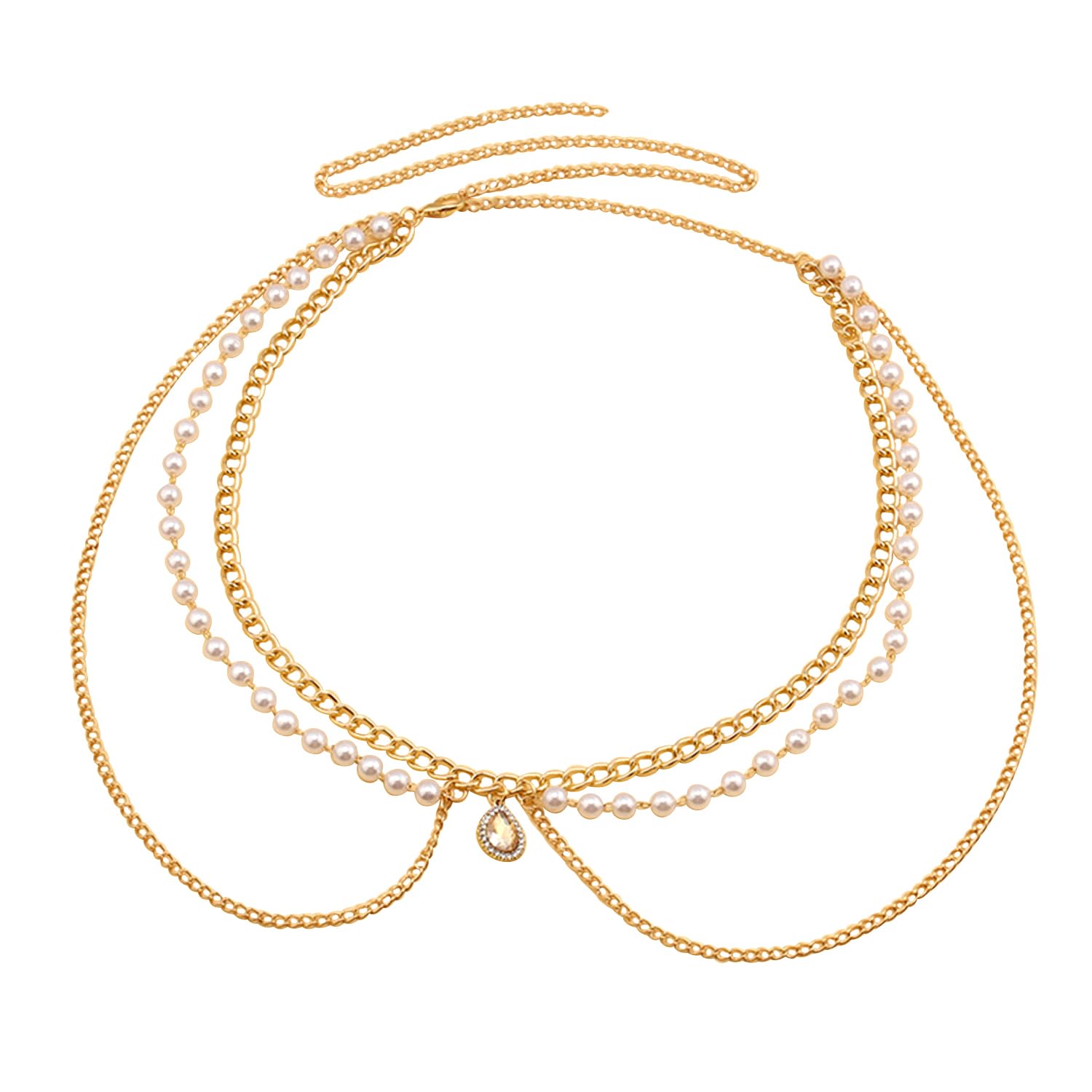 peora Beads Layer Gold Plated Body Chain Belly Chain Kamar bandh Waist Chain Belt Dress Jewellery for Women Girls-picture-35