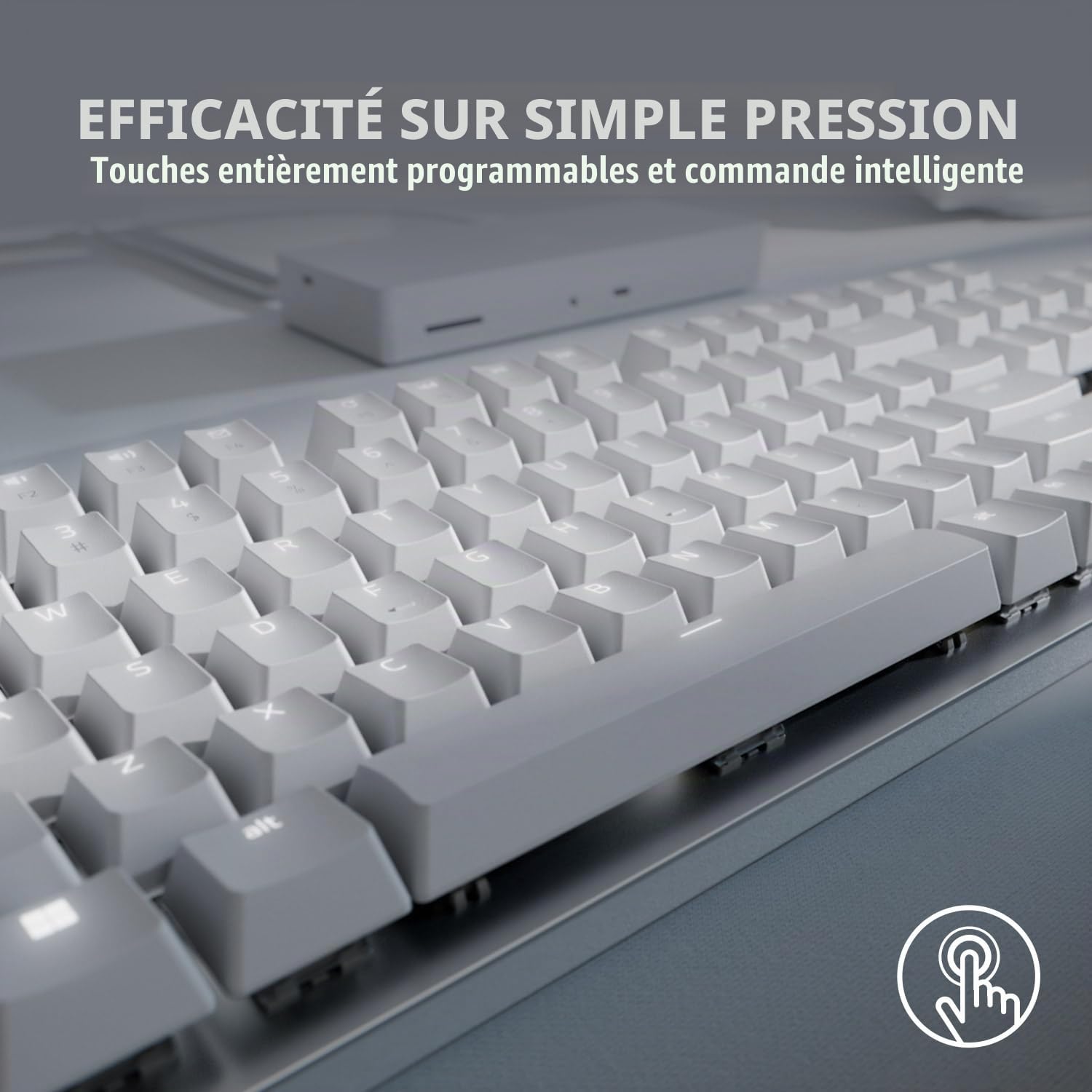 Razer Pro Type Ultra - Clavier mécanique sans Fil pour Une productivité maximale - interrupteurs Silencieux et linéaires Jaunes - RF/Bluetooth - Clavier Allemande QWERTZ | Blanc
