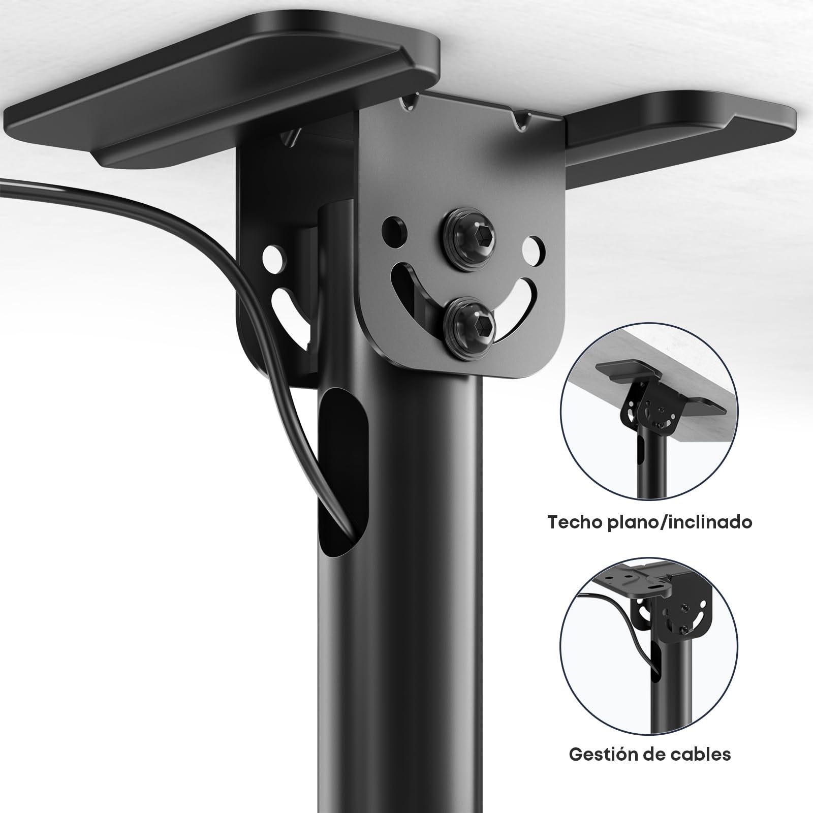 Soporte de techo para TV de 50 a 100 pulgadas, capacidad de carga de 80 kg, altura ajustable de 115 a 170 cm, soporte de TV para techo con giro y inclinación con VESA hasta 800x600 mm para uso