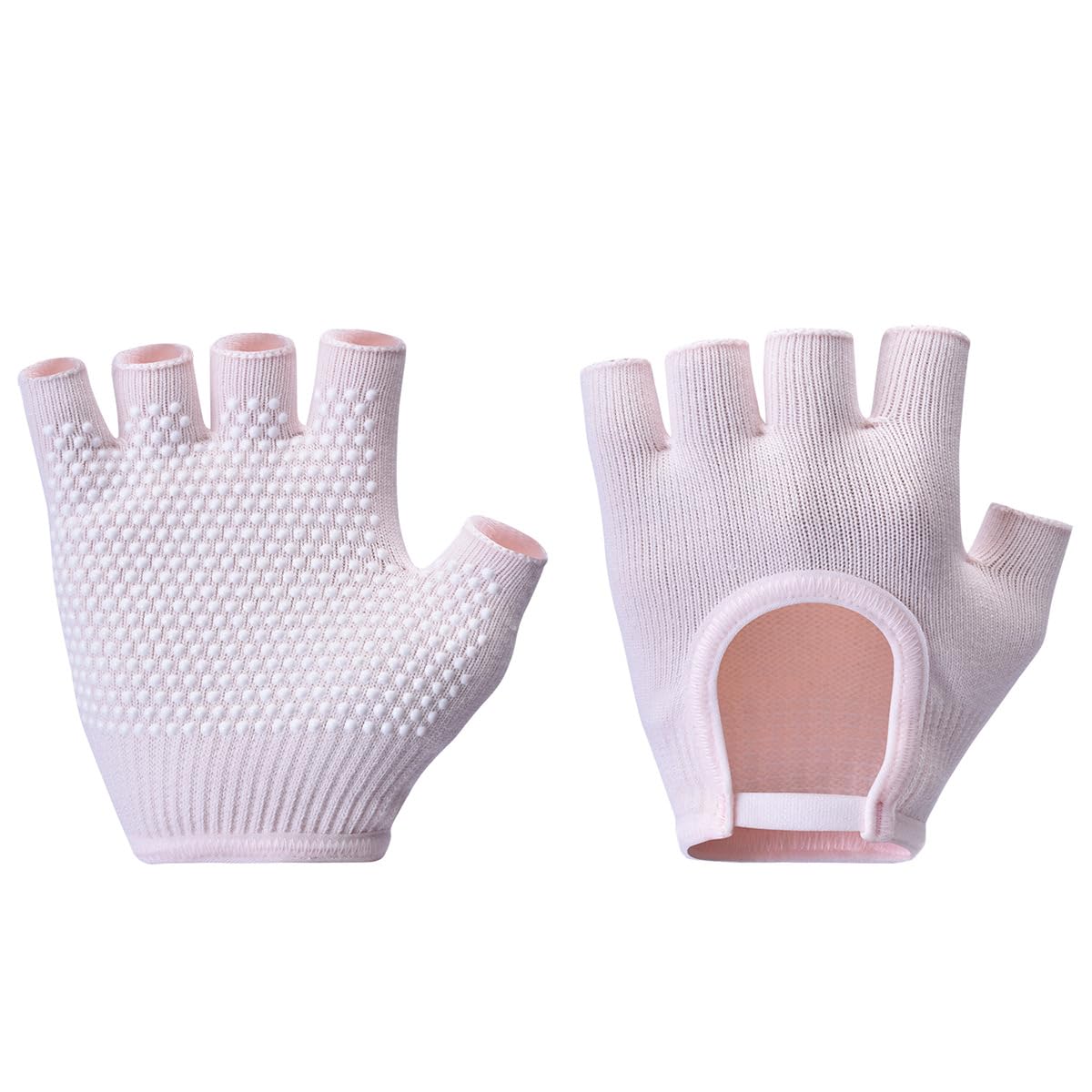 oasymala Non-Slip Fingerless Yoga Gloves – Ideal for Pilates, Barre, Air Yoga, and Fitness Workouts – Breathable Fabric with Enhanced Grip for Stability (Pink)