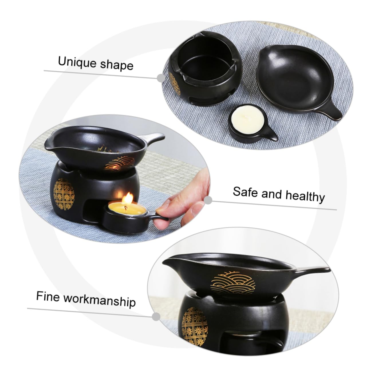 Horno de Té Mini de Cerámica Negro, 1 Juego, para Casa | Dispositivo para Despertar el Té, Decoración de Escritorio, Accesorio de Té