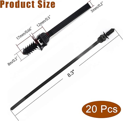 Vista 16 de Benliu - 30 bridas de nailon para cables de montaje a presión, 8.3 x 0.2 pulgadas, nailon resistente, surtido de autobloqueo para atar cables