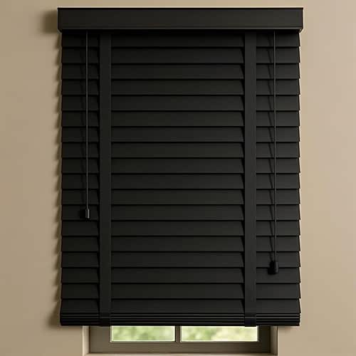 2" Slats Wood Blinds, Blackout Privacy Horizontal Blinds for Indoor