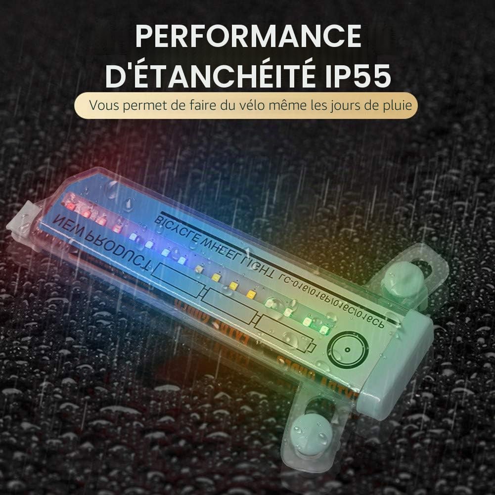 SHARRA Lumières de Jante de Bicyclette, Roues de Bicyclette lumières imperméables de Rayon de Bicyclette menées avec 32 LED et 32 ​​modèles de Changement de pièces pour Les pneus de Roue de VTT