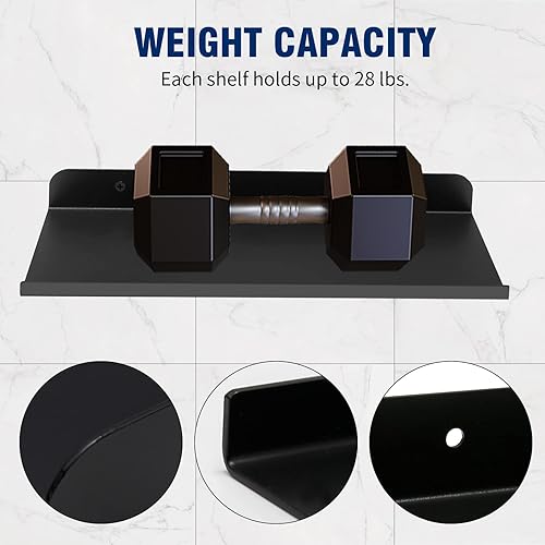 Miniatura 4 de Anxingo Estantes flotantes para montar en la pared, estantes pequeños de metal para montar en la pared, estantes flotantes de pared, estante de