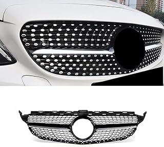 Sai Nee Art Sna w205 grill, silver diamond grille compatible for (2015-2018) c-class c250 c300 c350 c400, not fit c63 (chrome diamond)