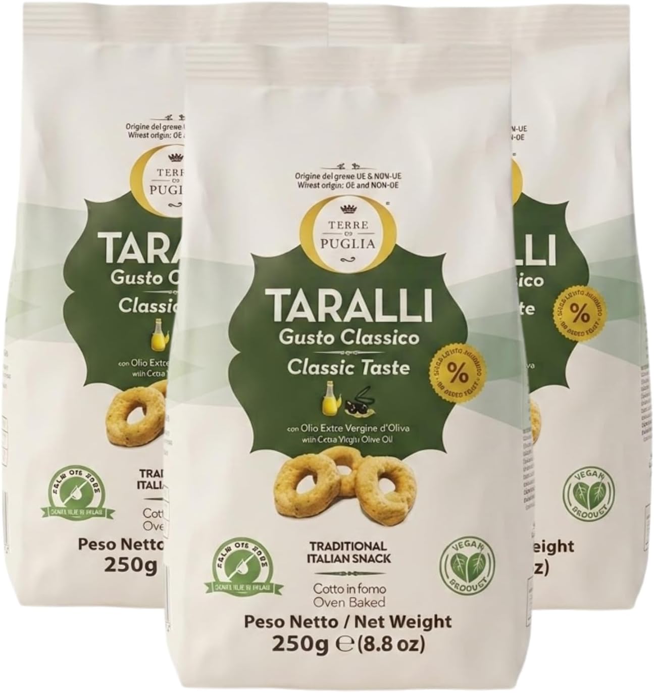 Terre Di Puglia、Taralli Classic、8.5オンス (3個パック)