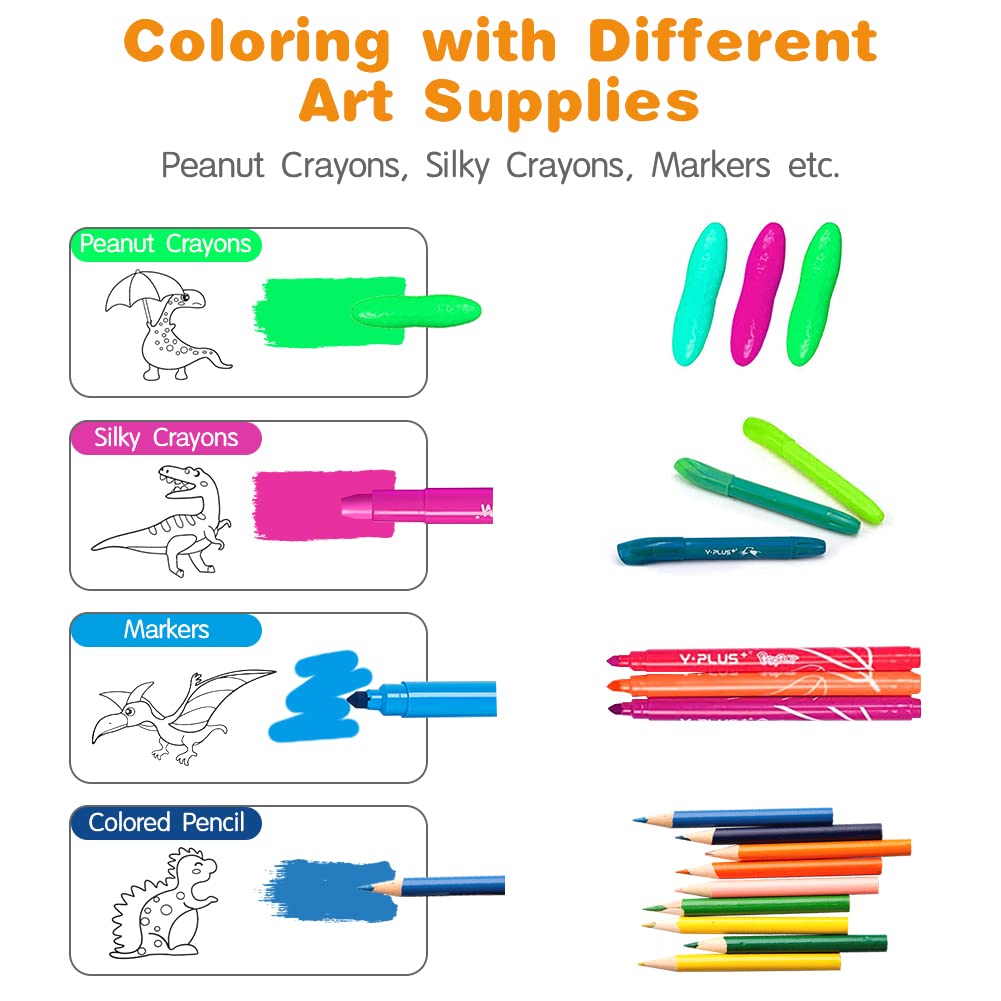 OFFCUP Rotolo di Carta da Colorare, Poster da Colorare Bambino, 30 * 300cm Grande Adesivi da Colorare per bambini, Giocattoli di Pittura Educativi Precoci per Ragazzi Ragazze 3+ Anni (Dinosauro)