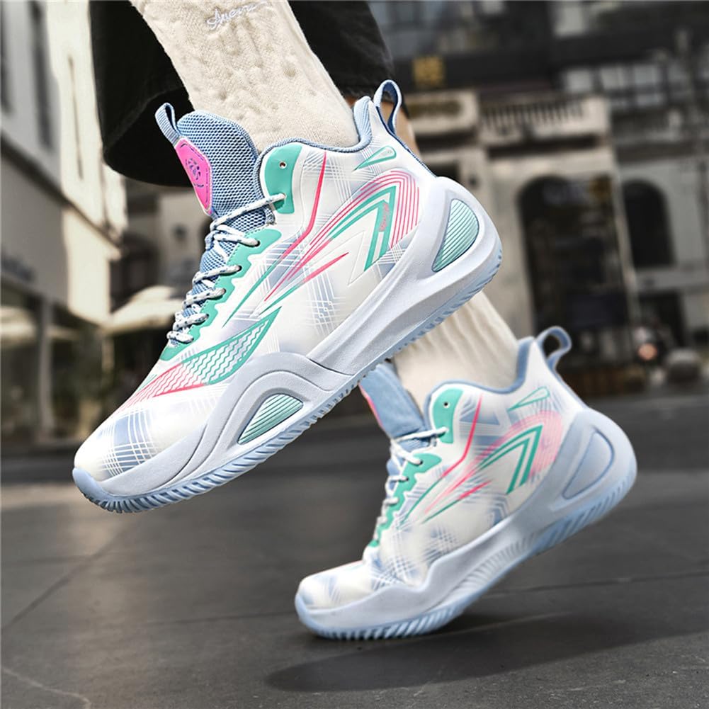 MAUGELY Unisex High Top Basketball Sneakers Breathable Non Slip Student Youth Casual Comfortable Shoes