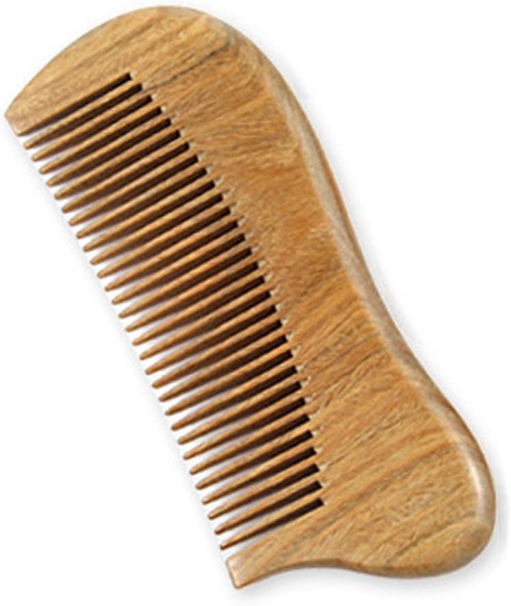 Charm Handmade Natural Green Sandal Wood Comb Pocket Comb Health Aromatic Smell Charm Wave Shaped 4.8x1.95 inch