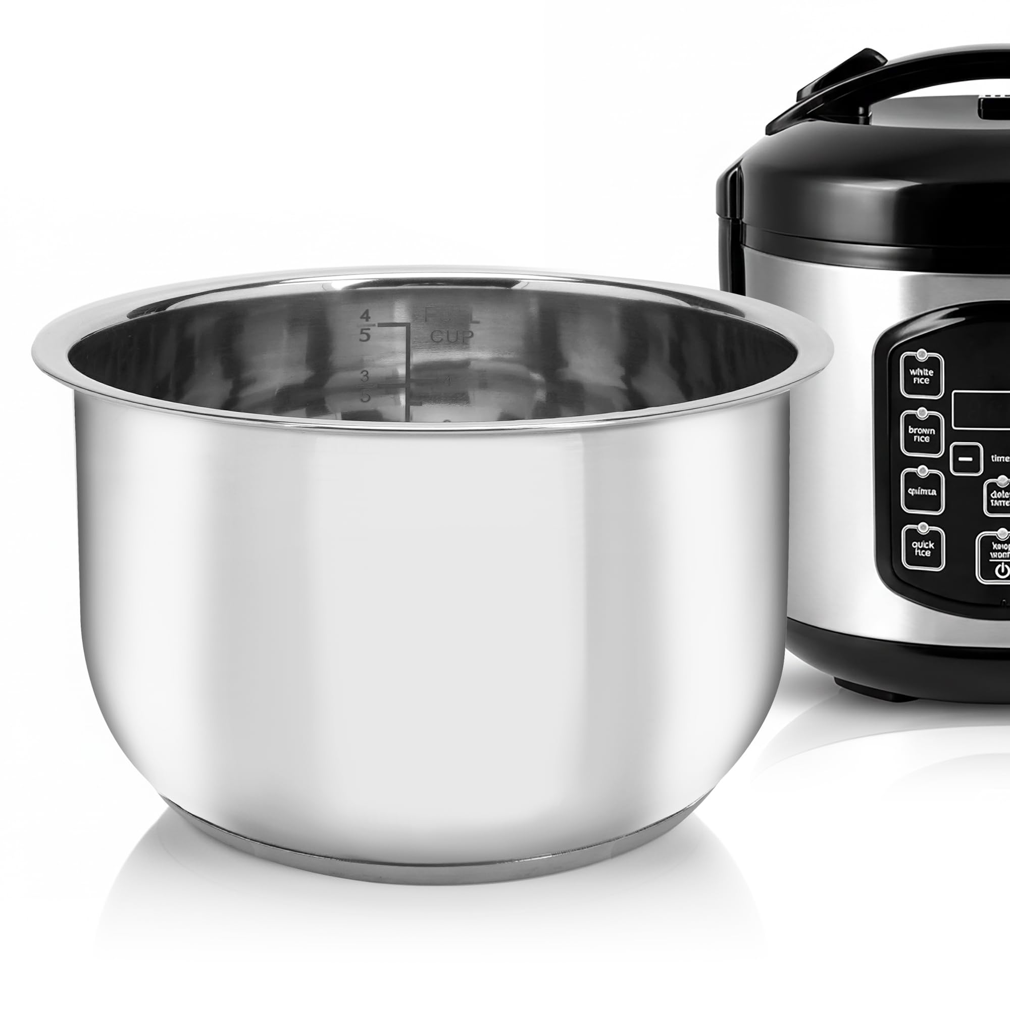 Photo 1 of Linkidea Rice Cooker Inner Pot Replacement, 304 Stainless Steel Pressure Cooker Pot, Dishwasher Safe Cooker Replacement Inner Bowl Compatible with AROMA-ARC-954SBD 4 Cups Cooker (Silver)
