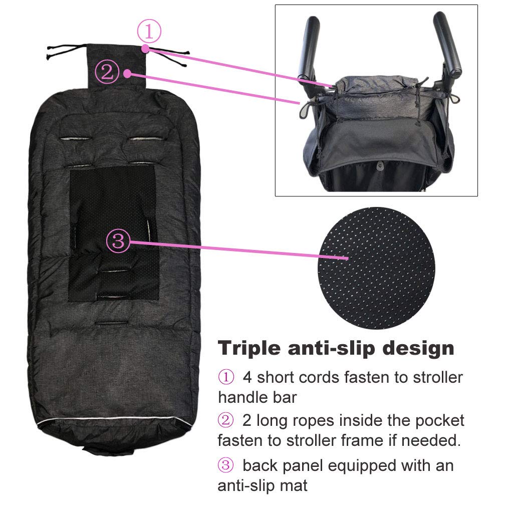 Saco impermeable para cochecito de bebé, diseño alemán, doble cremallera frontal para cochecito de bebé, color negro