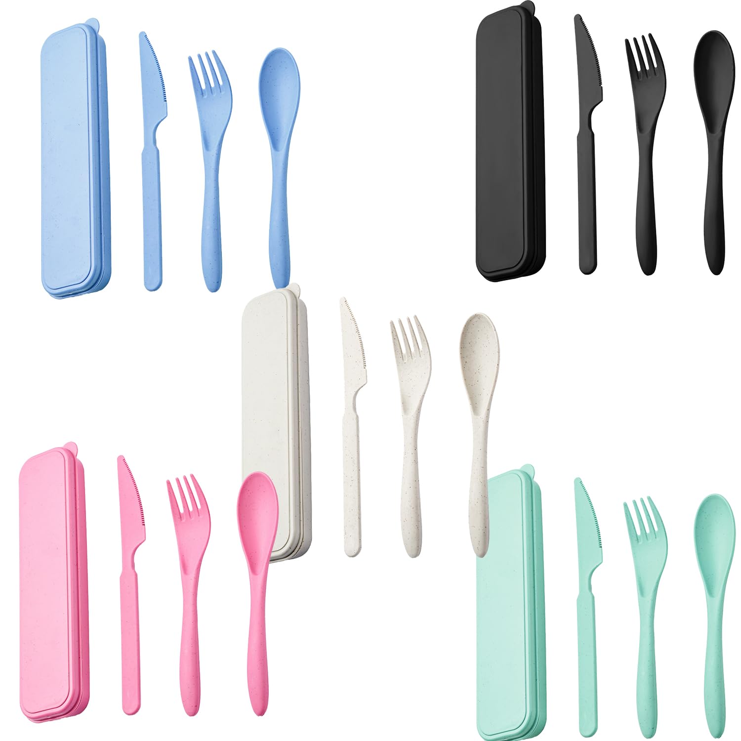 5-Piece Travel Utensil Set with Case - Compact & Reusable Cutlery for Picnics, Camping & Daily Use