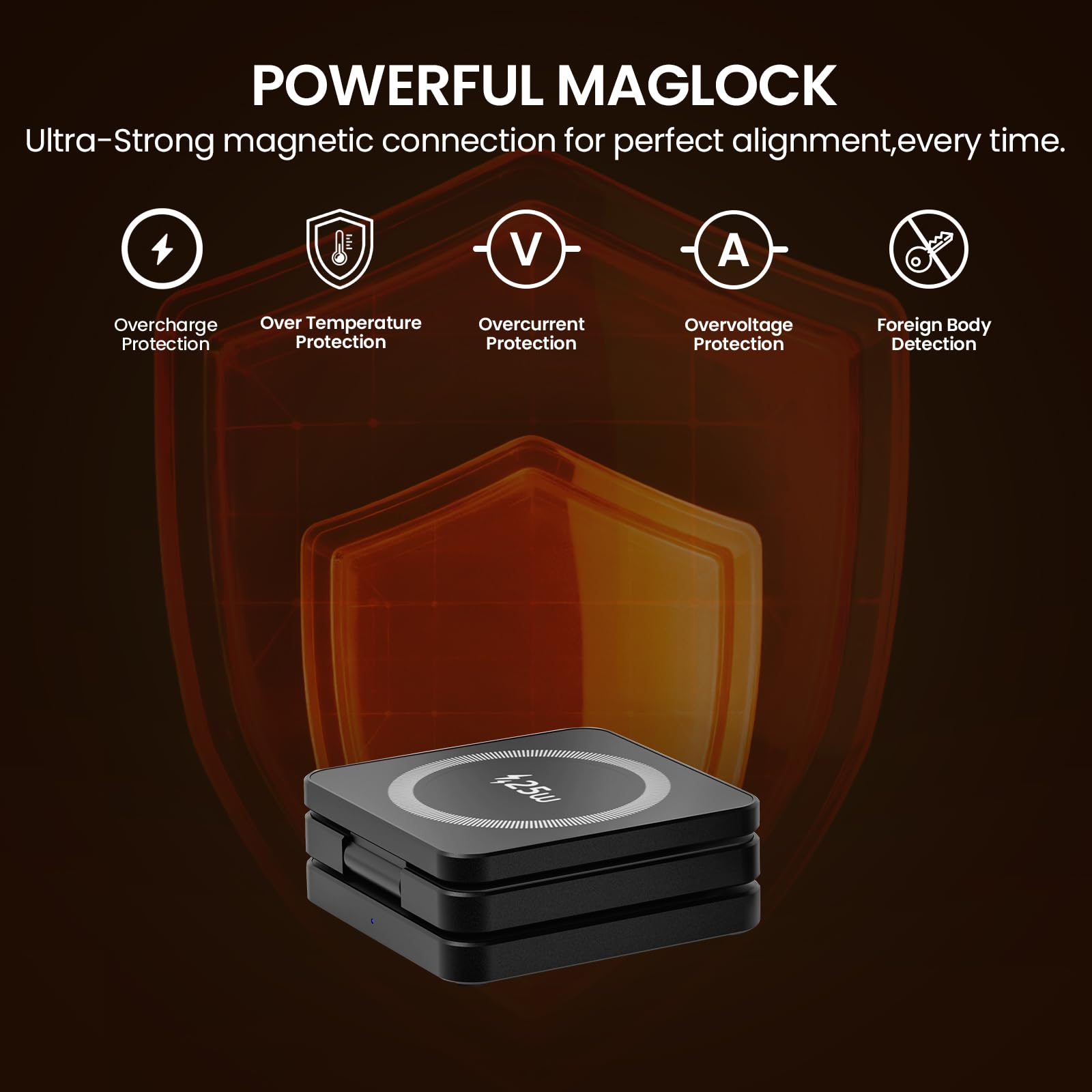 Chargeur sans Fil MagSafe 3 en 1 25W, Station de Charge magnétique pour iPhone 12 à 17, Apple Watch et AirPods, Chargeur Induction avec USB-C, Support Pliable pour Table de Chevet et Bureau
