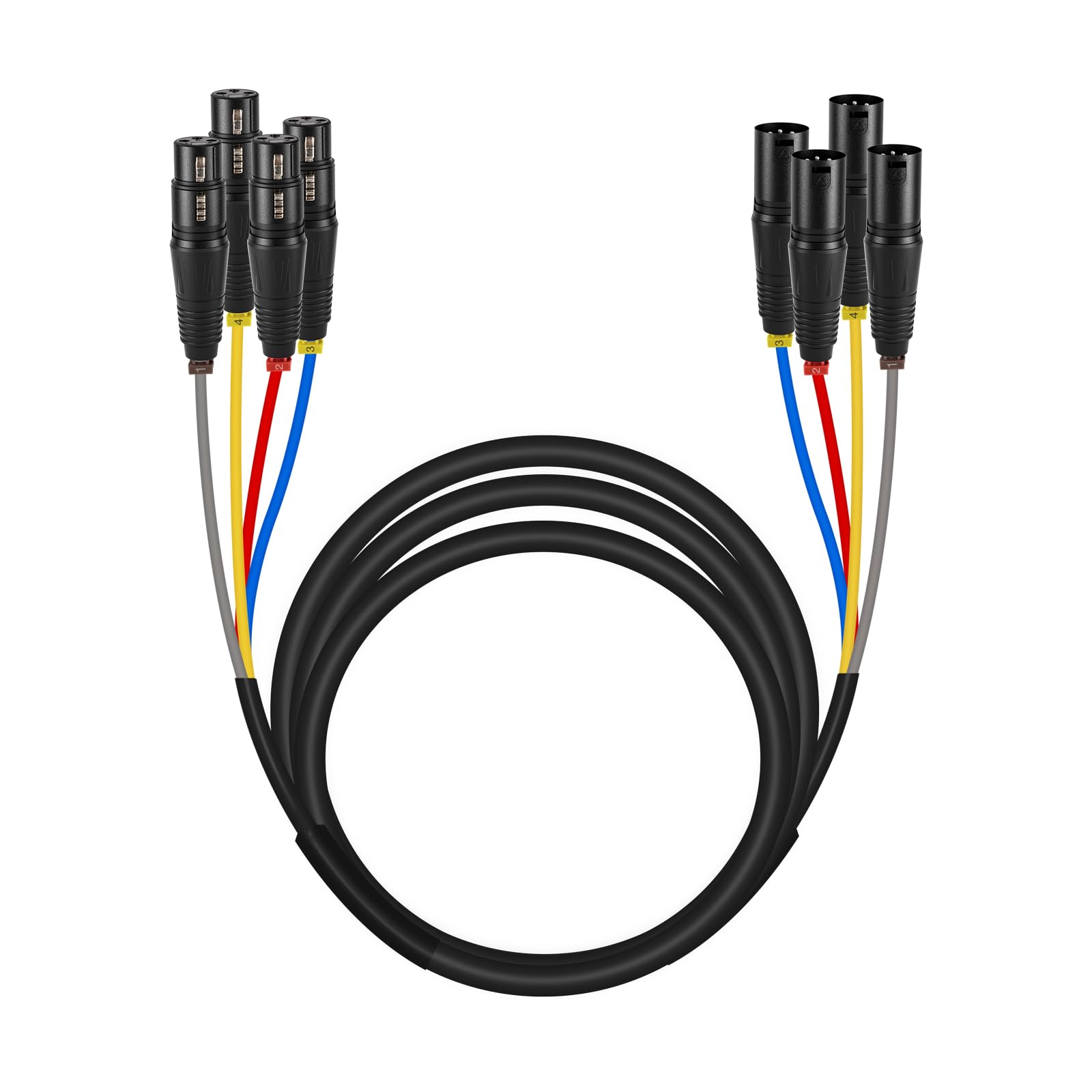 Phenyx Pro Cavo a serpente XLR, cavo patch a 4 canali da XLR maschio a XLR femmina, con rame OFC, cavo bilanciato per microfono, per mixer, sistemi IEM e microfono (lunghezza: 3 m)