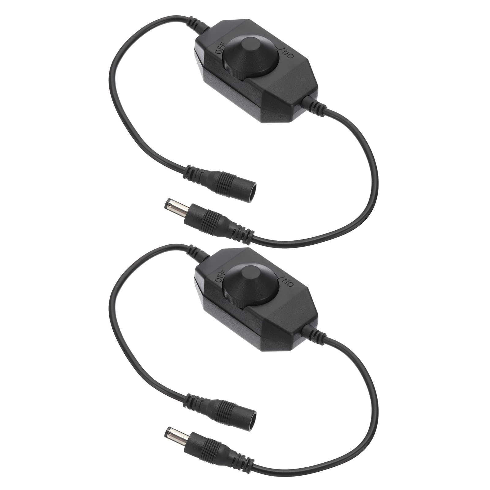 PATIKIL LED Strip Dimmer Switch, 2pcs DC 9-24V PWM Rotary DC Inline Cable Brightness Adjustable Controller for LED Ribbon Rope Light 5050 3528 2835 5630 Black
