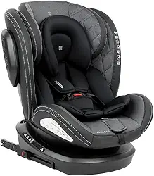 Kikkaboo Assento infantil Stark grupo 0+/1/2/3 (0-36 kg) Isofix SPS giratório 360, cor: cinza escuro
