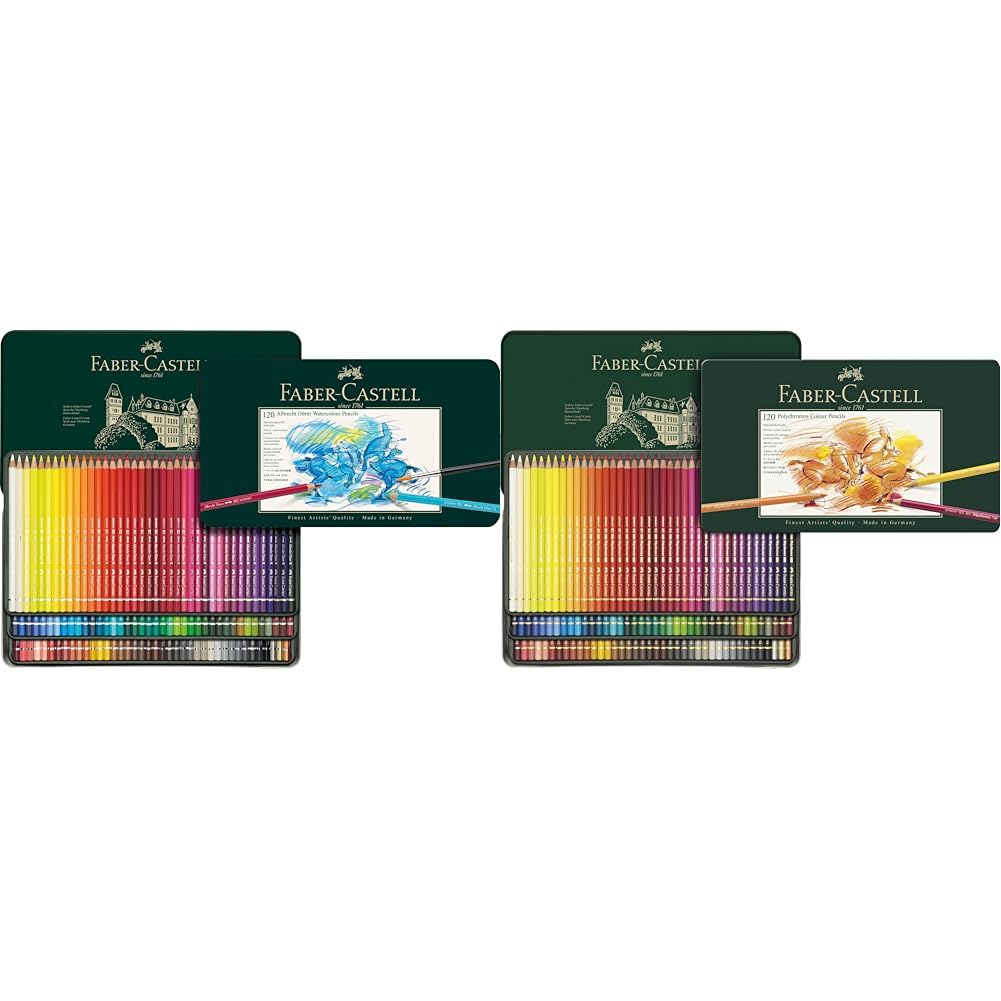 Faber-Castell Ołówki Akwarelowe, Wielokolorowy, 120 Sztuk & Faber-Castell F110011 Zestaw Kredek, Wielokolorowy, 120 sztuk