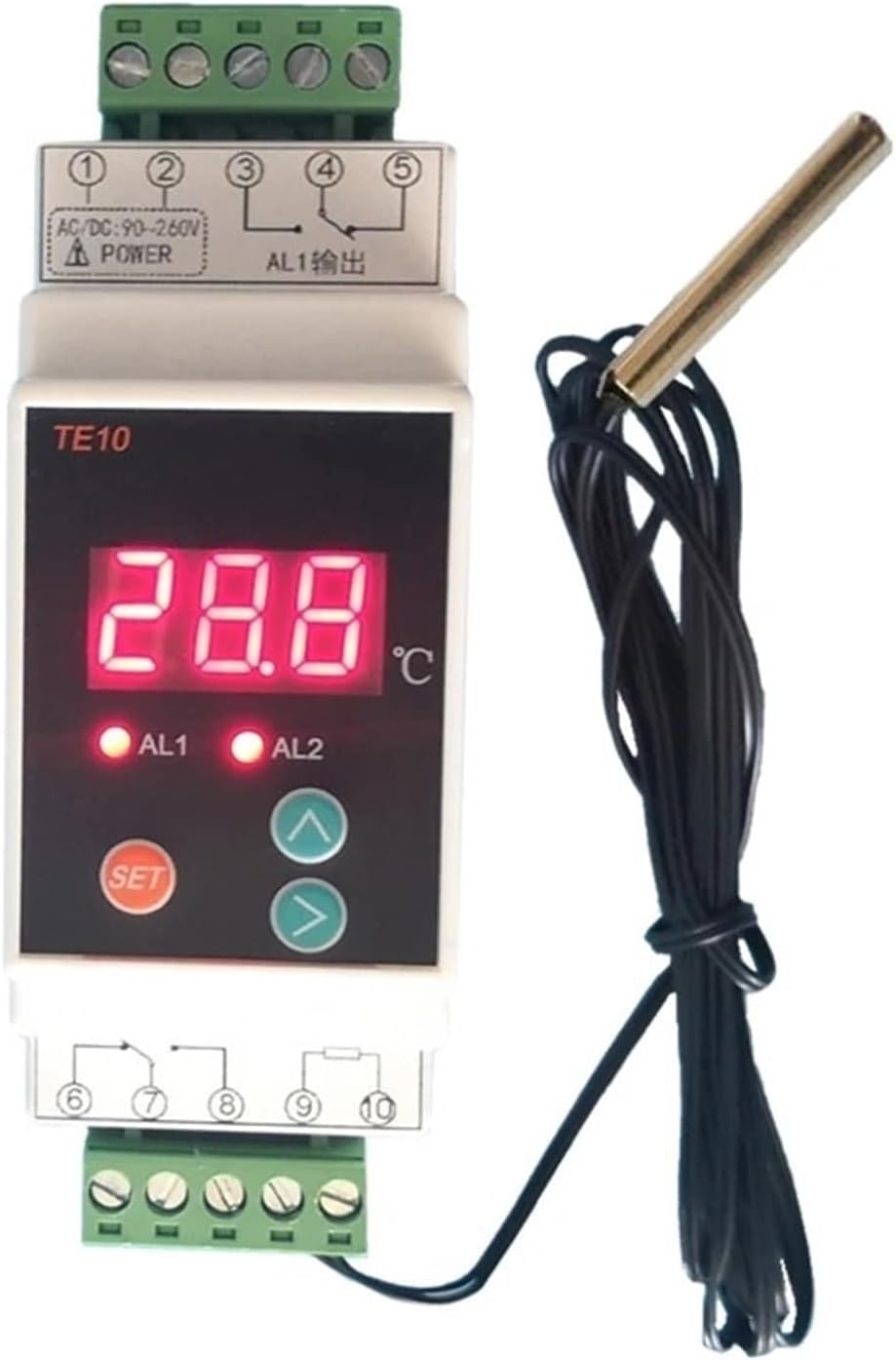 Din Rail Thermostat with -40~110℃ Convenient 2 Way Output Temperature Alarm Controller Output 7A/250VAC