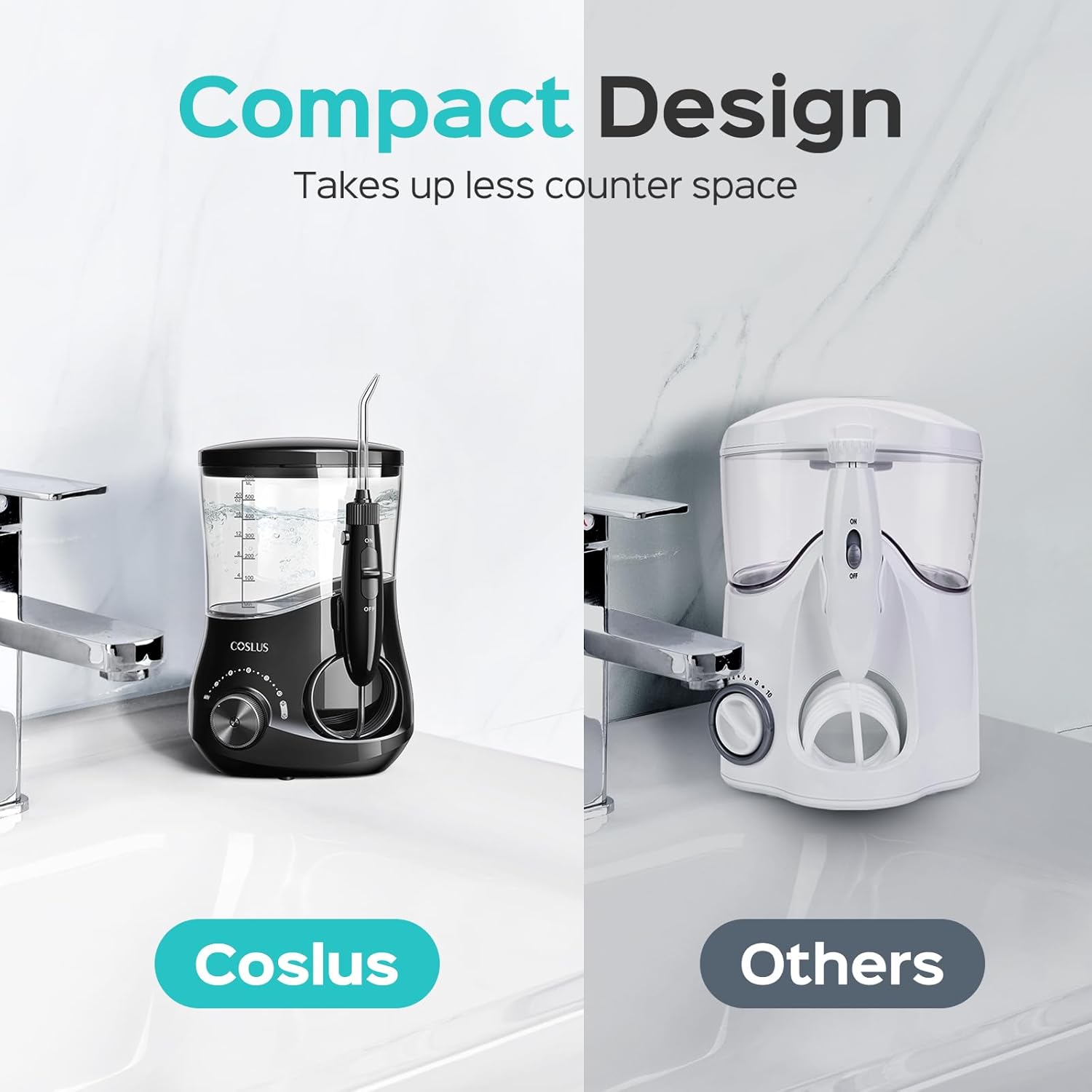 COSLUS E1 Electric Water Dental Flosser, Professional 12 Pressure, Black