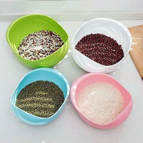 Miniatura 4 de Colador para lavadora de arroz, cesta de plástico para lavar verduras, cesta escurridor de alimentos de cocina con agujero denso escurridor lateral