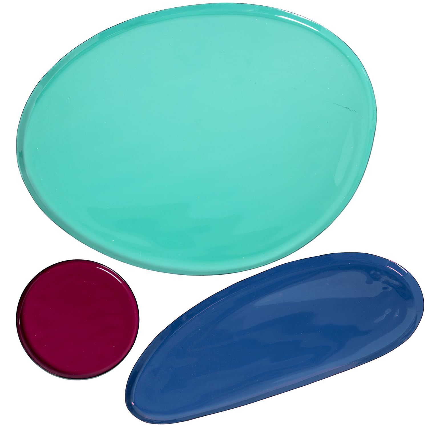 Set 3 plateaux émaillés vert bleu rose de haute qualité pour service de table raffiné