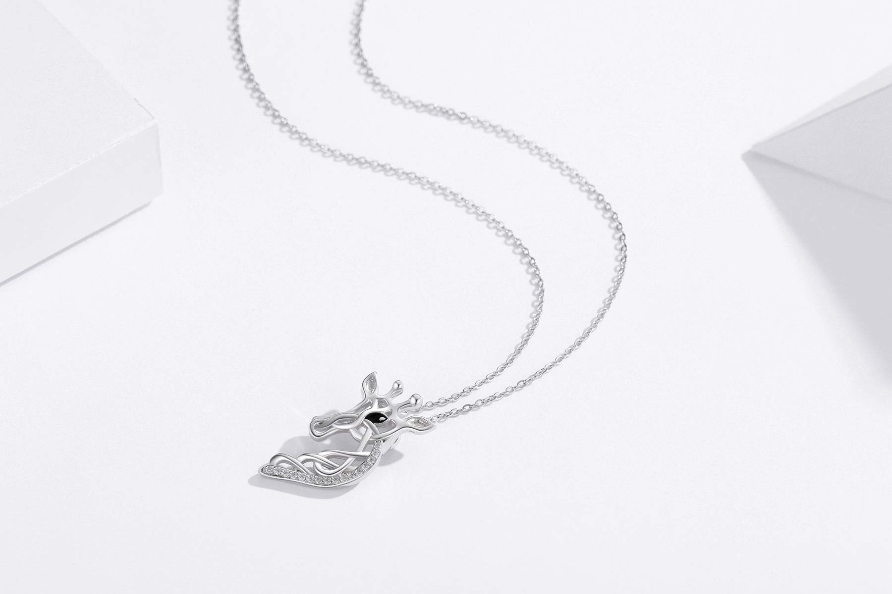 Collier Girafe Dames En Argent Sterling Bijoux Mère Fille Silhouette Nœud Celtique Pendentif Cadeau D'Anniversaire
