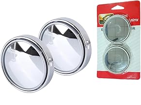 TOZLER HD Glass Frame Round Convex Rear View Blind Spot Mirror Cars/Trucks/Vans -Pack of 2 (Silver)