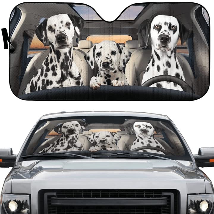 Couverture pare-brise voiture Dalmatien : pare-soleil pliable universel auto L