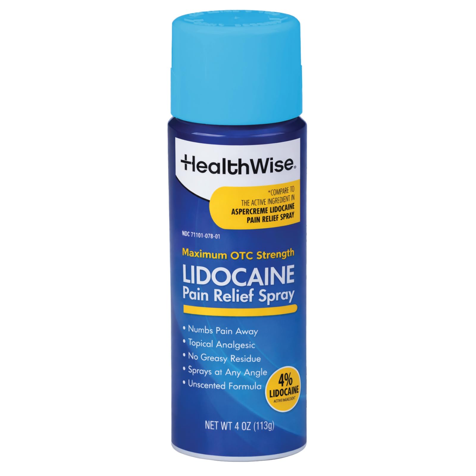 HealthWise 4% Lidocaine Pain Relief Spray, 4 oz