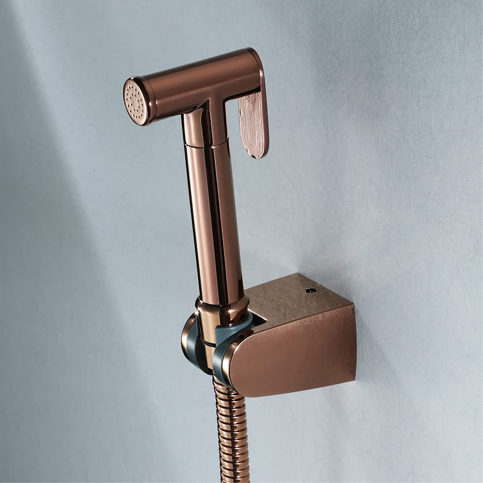 Ducha Bidet, Pulverizador de Bidé de Mano Latón Rociador de Bidé de Mano, Juego de Pulverizador de Bidé con 1.5m Manguera Ducha, ABS Soporte Ducha, para Higiene Personal,Rose Gold