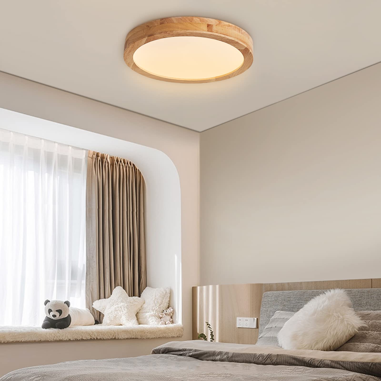 Plafoniera LED Soffitto Moderna 40CM in Legno 28W 3000K Bianco Caldo per Camera da Letto/Ufficio/Cucina/Corridoio/Balcone | Lampada da soffitto a LED bianca calda, rotonda, per soggiorno, camera da letto, ufficio, corridoio, balcone